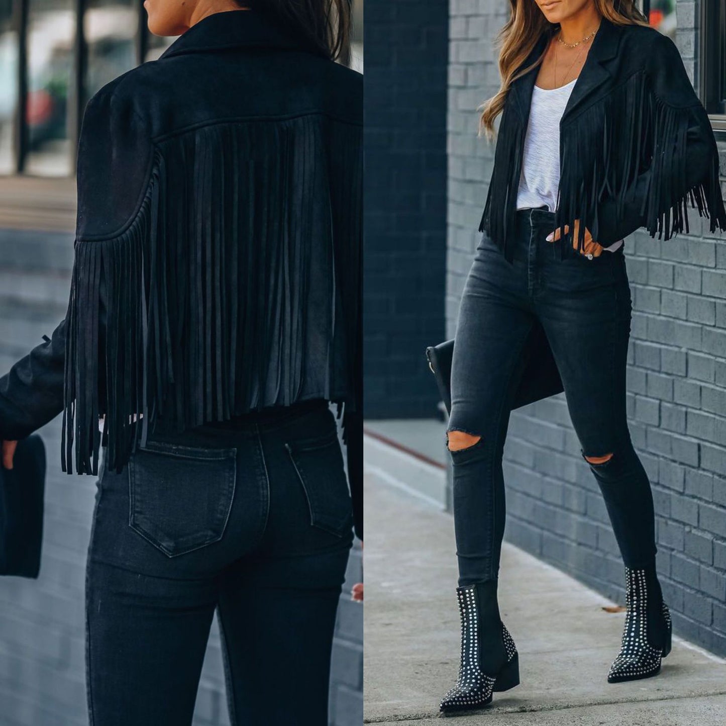 Women Long Sleeve Tassel Jacket