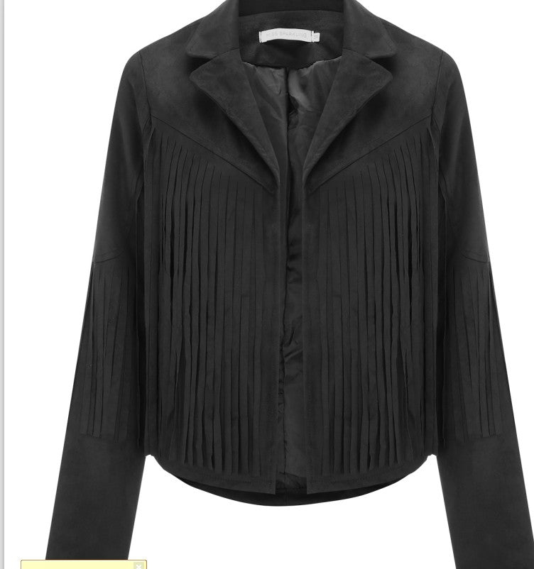 Women Long Sleeve Tassel Jacket