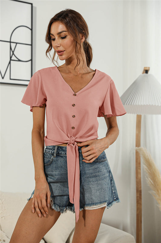 AUDREY BUTTON DOWN TIED TOP