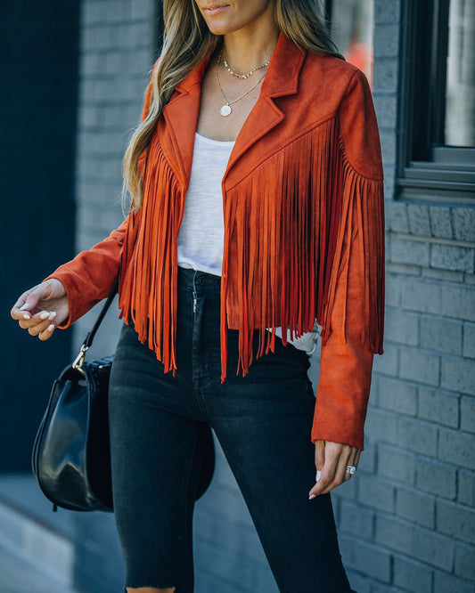 Women Long Sleeve Tassel Jacket